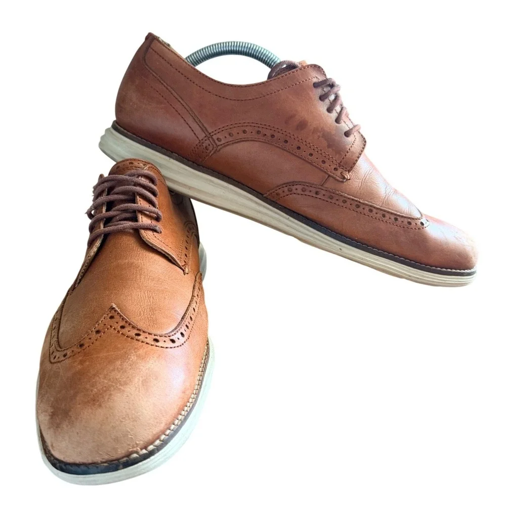 Cole Haan Oxford Mens 11 OriginalGrand Wingtip British Tan Leather C26471